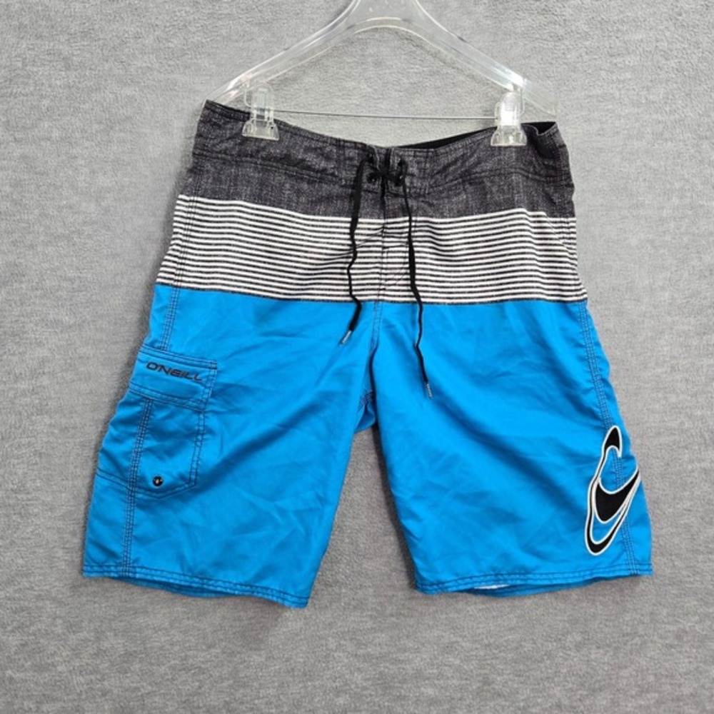 O'Neill Men Swimwear 34 Blue Colorblock Board Shorts Logo Cargo Surf Beach‎
